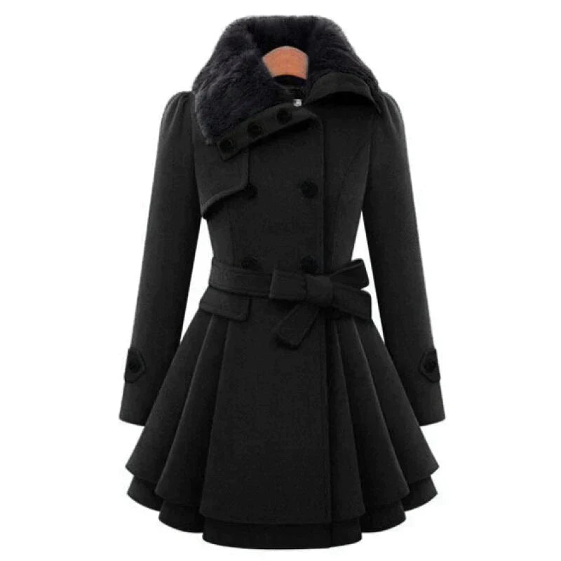 Lutosława - Elegant Peacoat with Vegan Fur