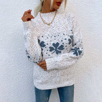 Ragnhild - Pull en tricot avec motif trèfle à quatre feuilles