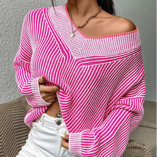 Lina – Striped V-Neck Sweater