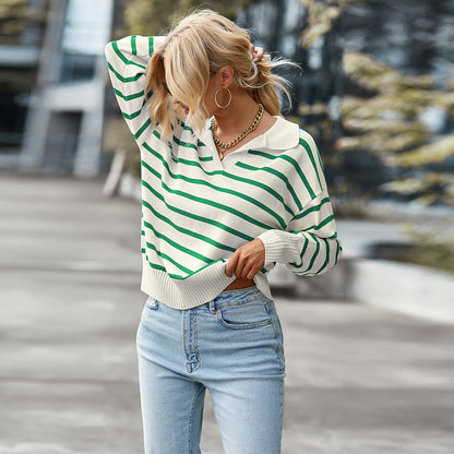 Sofia - Pull rayé pour femme avec col en V