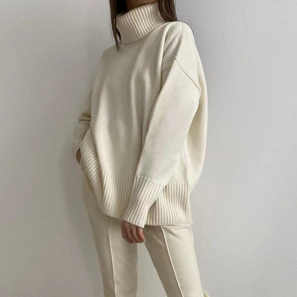 Bjørgulf - Pull ample à col roulé pour femme pour l'hiver