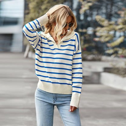 Sofia - Pull rayé pour femme avec col en V