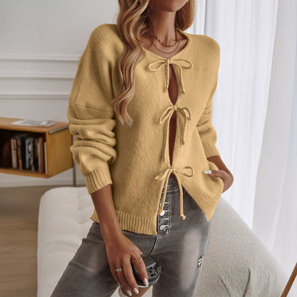 Svetlana - Pull cardigan noué devant