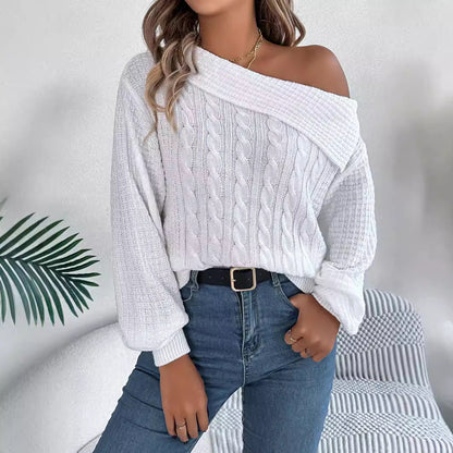 Mildrid – Pull avec maille torsadée sur une épaule