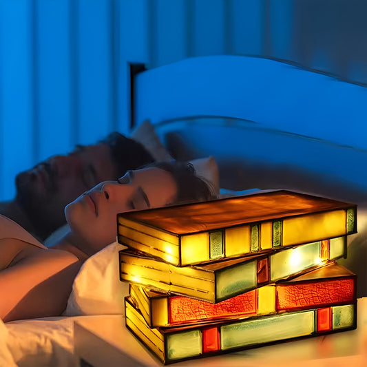 Stacked Books Resin Lamp with Warm Light