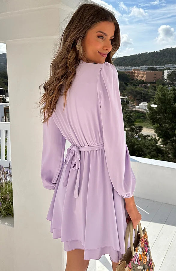 Anna - V-neck Dress with Bow Detail
