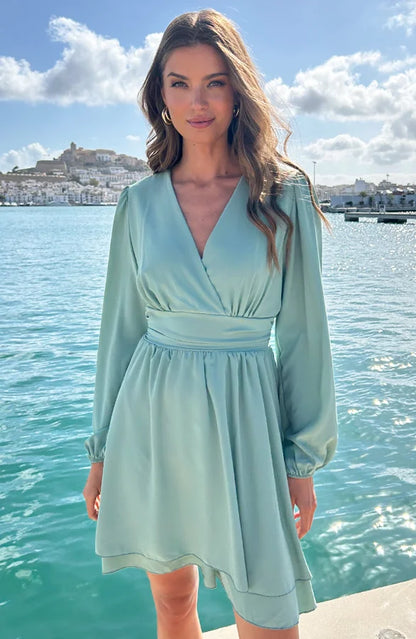 Anna - V-neck Dress with Bow Detail
