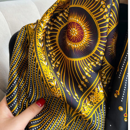 Celine - Peacock Design Luxury Satin Silk Scarf