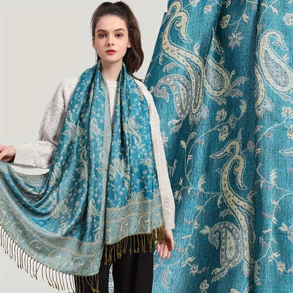 Anna - Écharpe épaisse en jacquard de cachemire et pashmina