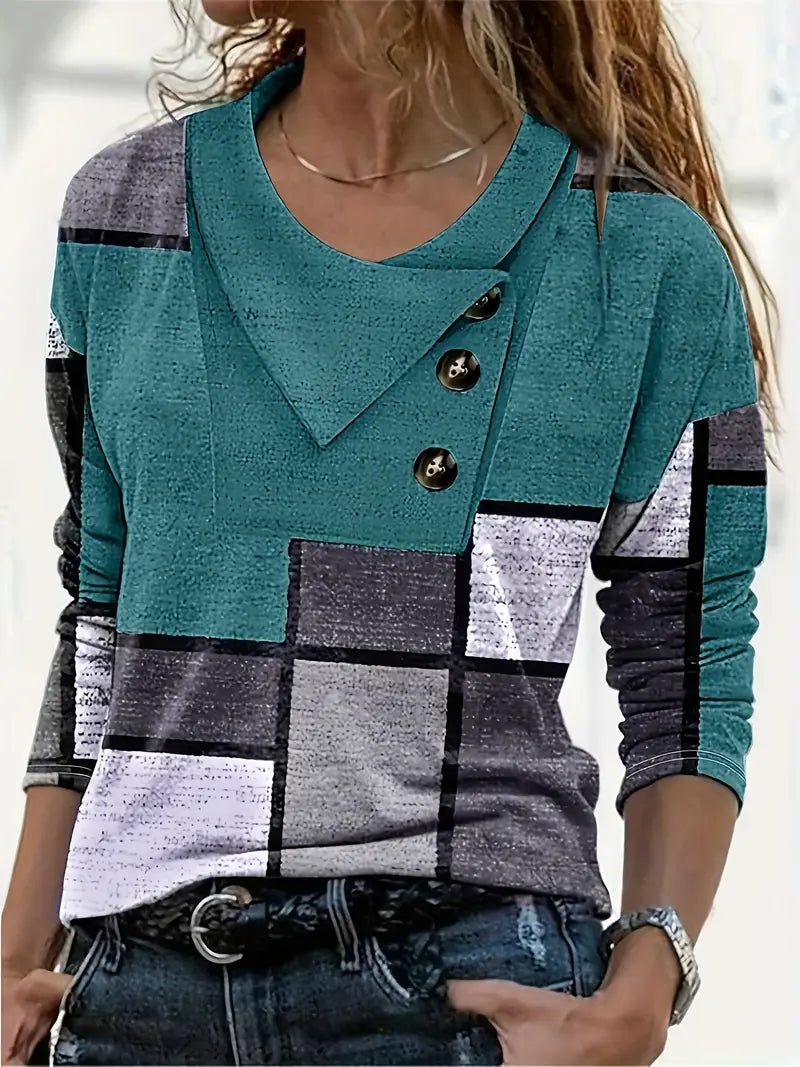 Nour - Bohemian Patchwork V-Neck Blouse