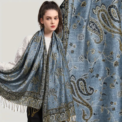 Anna - Écharpe épaisse en jacquard de cachemire et pashmina