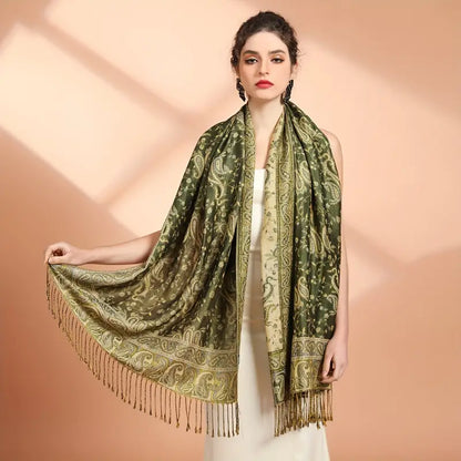 Anna - Écharpe épaisse en jacquard de cachemire et pashmina