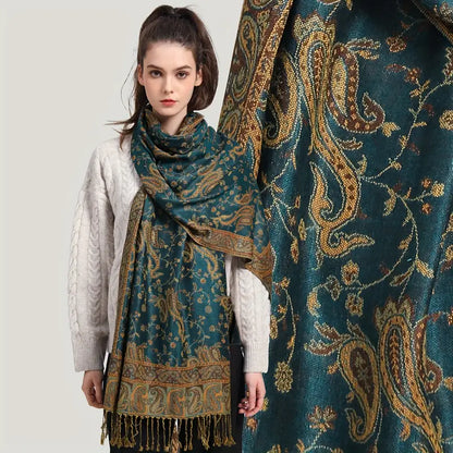 Anna - Écharpe épaisse en jacquard de cachemire et pashmina