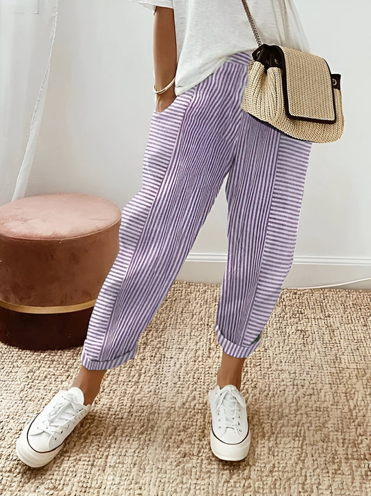 YARA - PANTALON EN COTON À RAYURES POUR UN STYLE SANS EFFORT