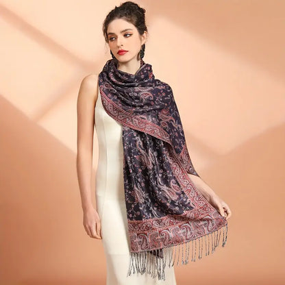 Anna - Écharpe épaisse en jacquard de cachemire et pashmina