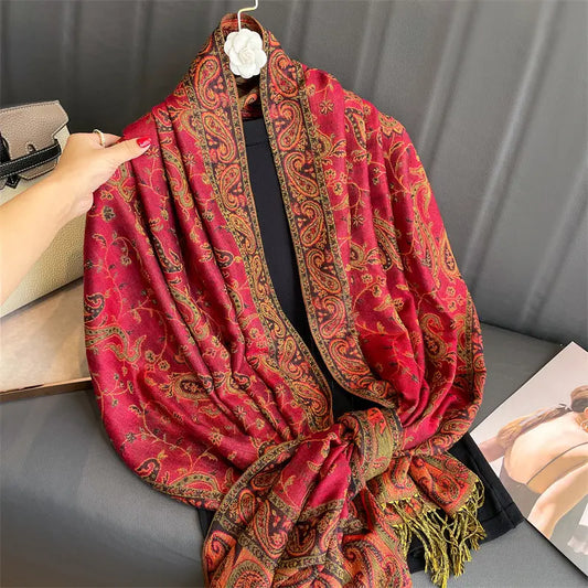 Luna-2025 Embroidered Cashmere Pashmina Shawl – Warm, Stylish & Elegant