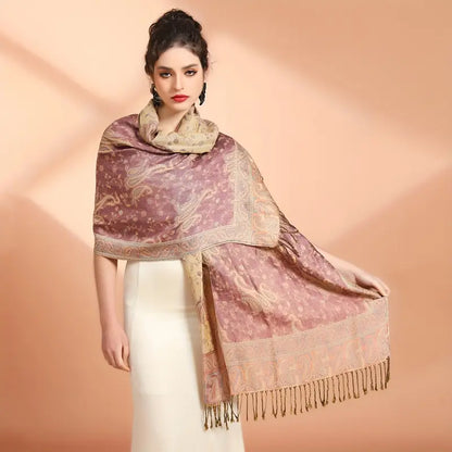 Anna - Écharpe épaisse en jacquard de cachemire et pashmina